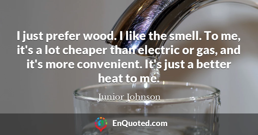 I just prefer wood. I like the smell. To me, it's a lot cheaper than electric or gas, and it's more convenient. It's just a better heat to me.