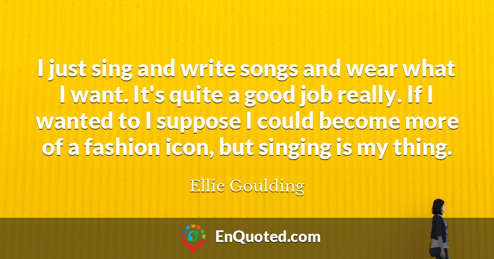 I just sing and write songs and wear what I want. It's quite a good job really. If I wanted to I suppose I could become more of a fashion icon, but singing is my thing.