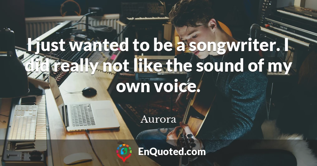 I just wanted to be a songwriter. I did really not like the sound of my own voice.