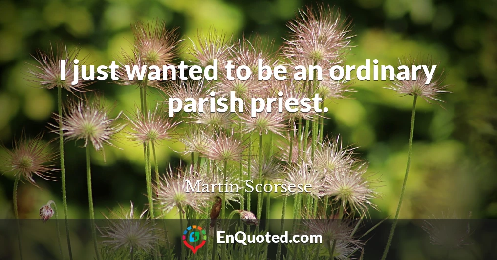 I just wanted to be an ordinary parish priest.