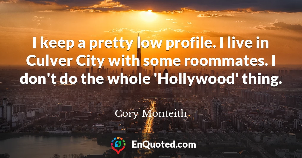 I keep a pretty low profile. I live in Culver City with some roommates. I don't do the whole 'Hollywood' thing.