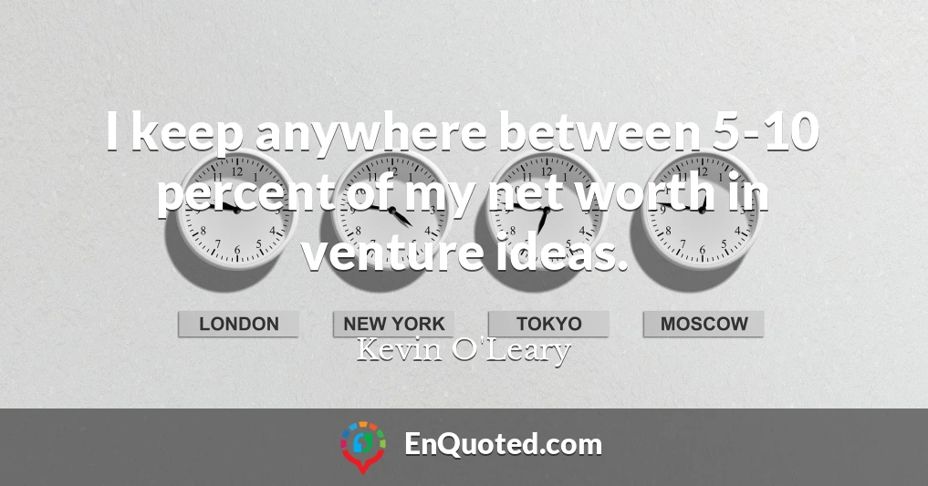 I keep anywhere between 5-10 percent of my net worth in venture ideas.