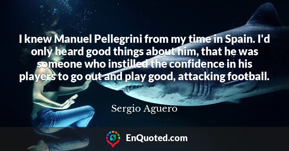 I knew Manuel Pellegrini from my time in Spain. I'd only heard good things about him, that he was someone who instilled the confidence in his players to go out and play good, attacking football.