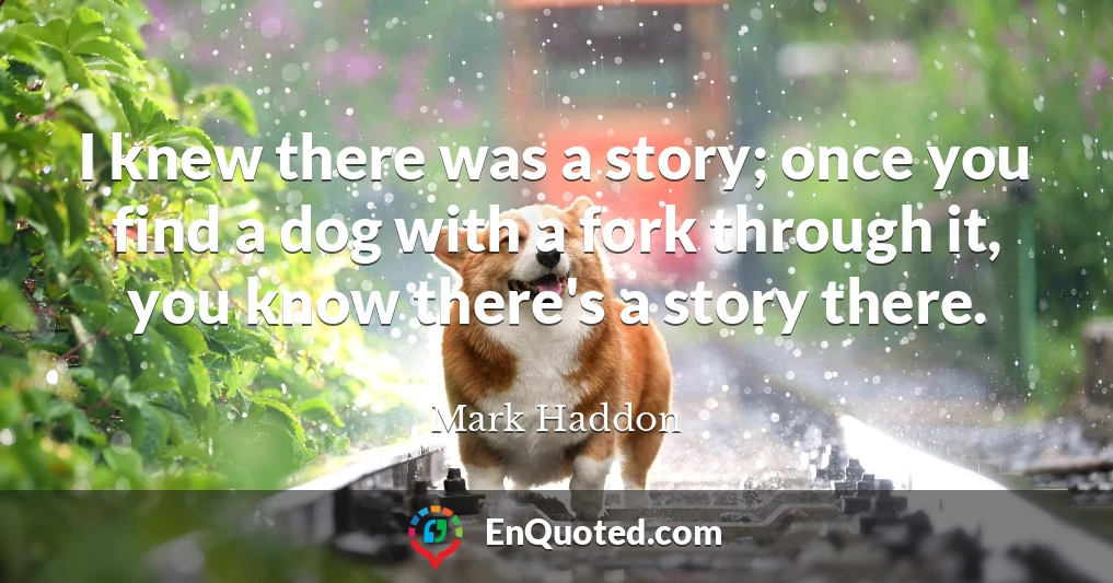 I knew there was a story; once you find a dog with a fork through it, you know there's a story there.