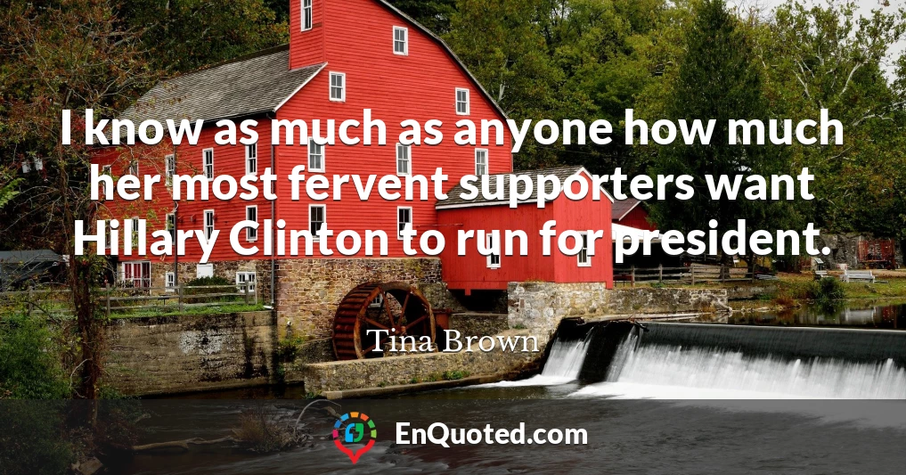 I know as much as anyone how much her most fervent supporters want Hillary Clinton to run for president.
