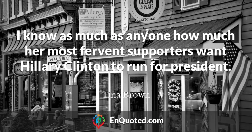 I know as much as anyone how much her most fervent supporters want Hillary Clinton to run for president.