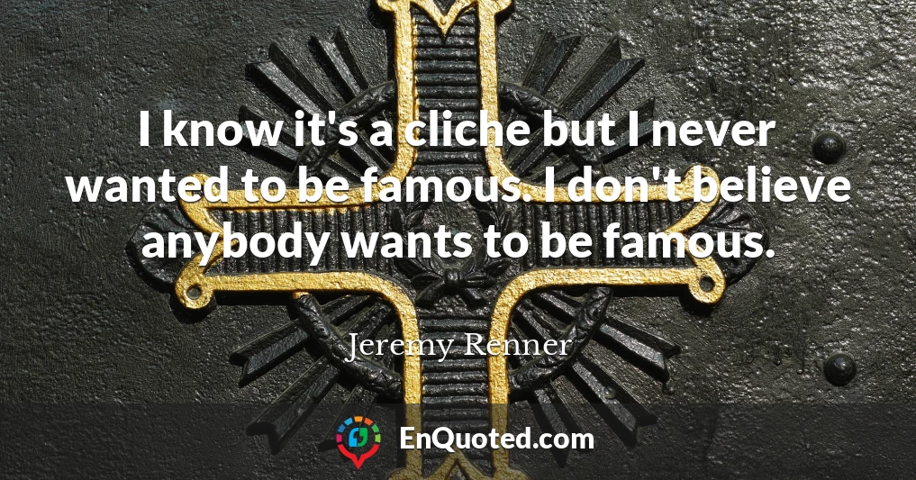 I know it's a cliche but I never wanted to be famous. I don't believe anybody wants to be famous.