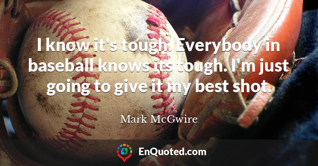 I know it's tough. Everybody in baseball knows its tough. I'm just going to give it my best shot.