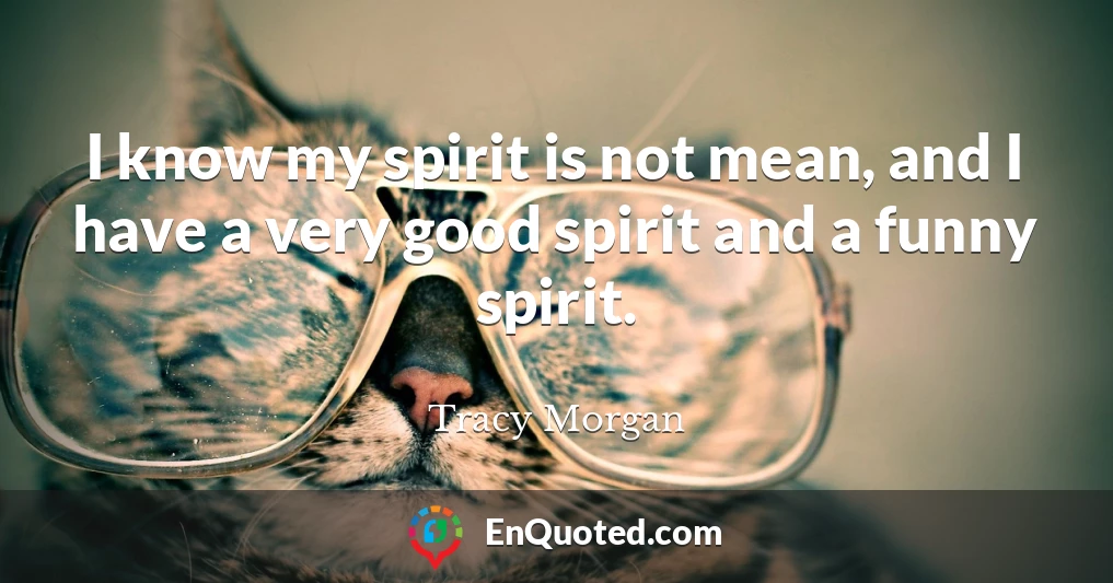 I know my spirit is not mean, and I have a very good spirit and a funny spirit.