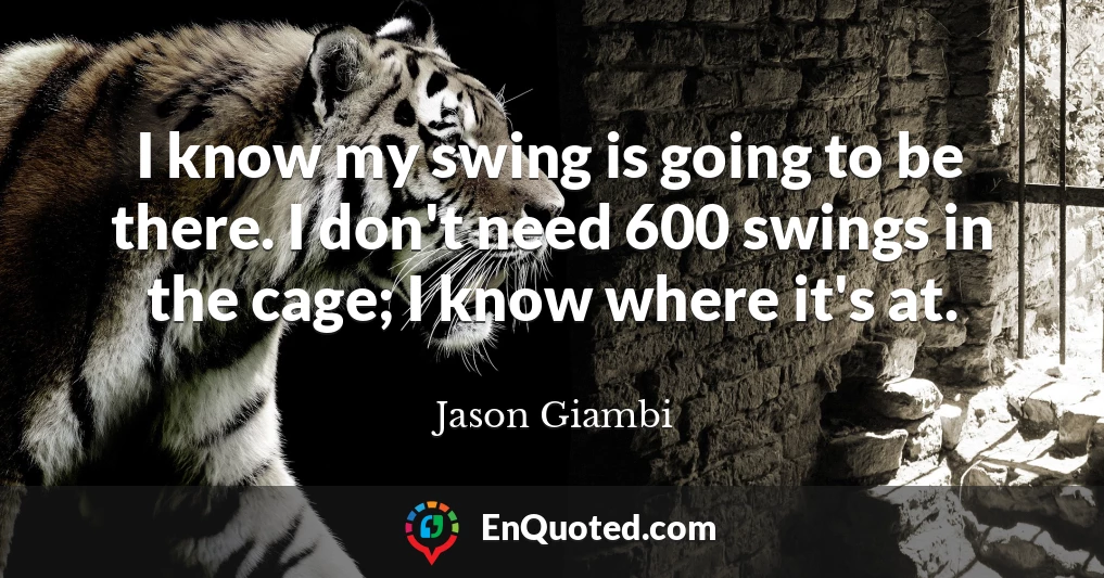 I know my swing is going to be there. I don't need 600 swings in the cage; I know where it's at.