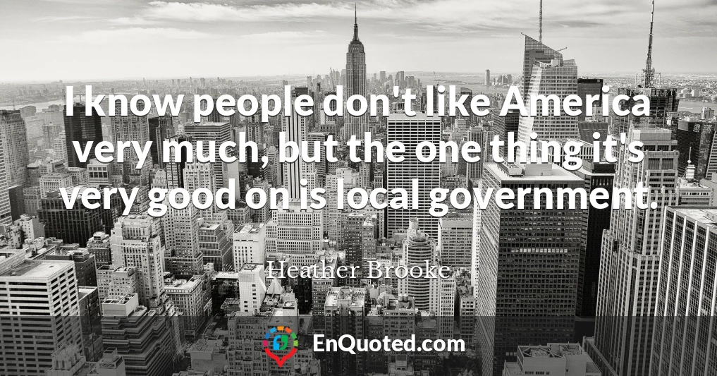 I know people don't like America very much, but the one thing it's very good on is local government.