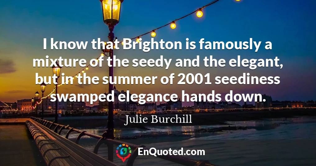 I know that Brighton is famously a mixture of the seedy and the elegant, but in the summer of 2001 seediness swamped elegance hands down.