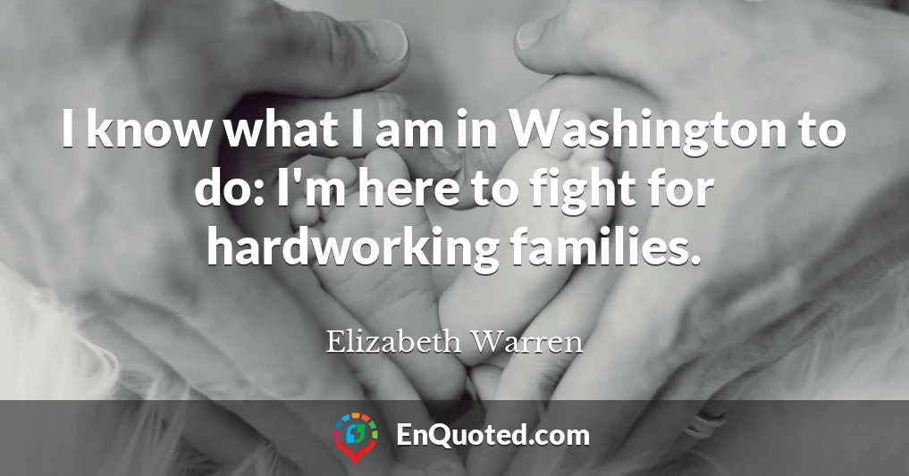 I know what I am in Washington to do: I'm here to fight for hardworking families.