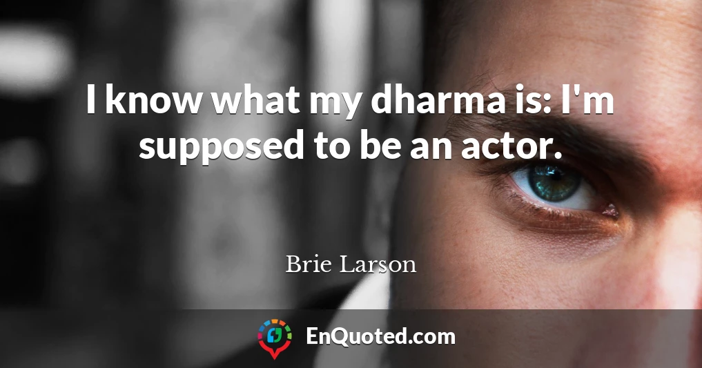 I know what my dharma is: I'm supposed to be an actor.