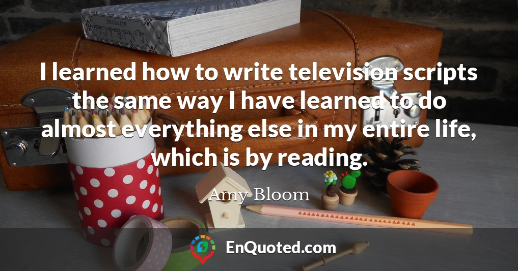 I learned how to write television scripts the same way I have learned to do almost everything else in my entire life, which is by reading.
