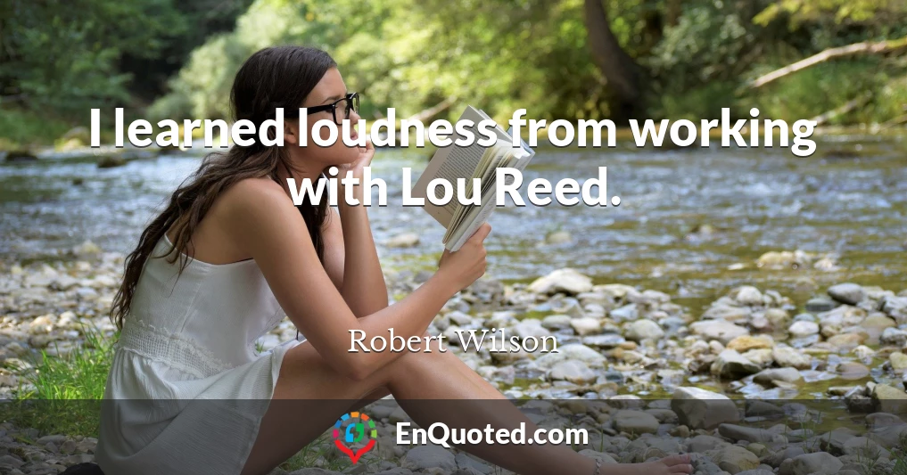 I learned loudness from working with Lou Reed.