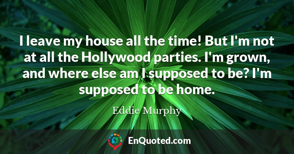 I leave my house all the time! But I'm not at all the Hollywood parties. I'm grown, and where else am I supposed to be? I'm supposed to be home.