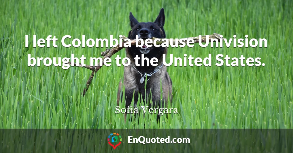 I left Colombia because Univision brought me to the United States.