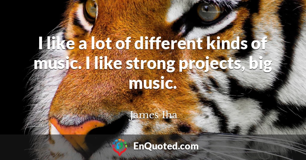 I like a lot of different kinds of music. I like strong projects, big music.
