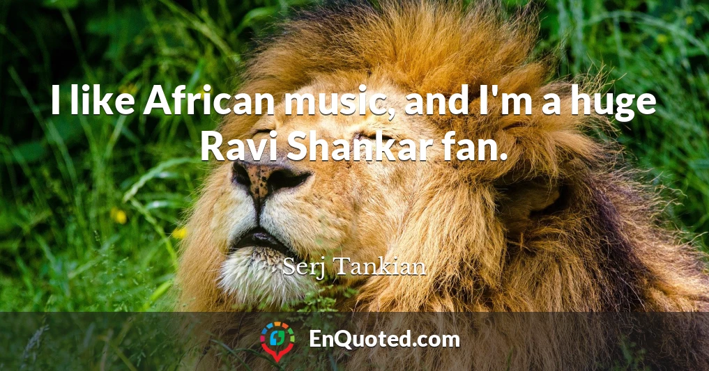 I like African music, and I'm a huge Ravi Shankar fan.