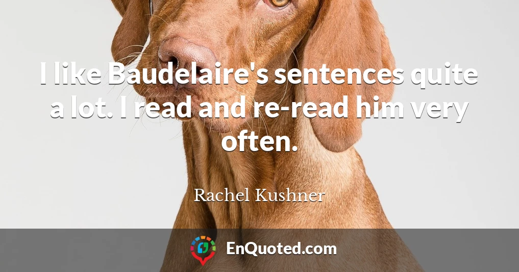 I like Baudelaire's sentences quite a lot. I read and re-read him very often.