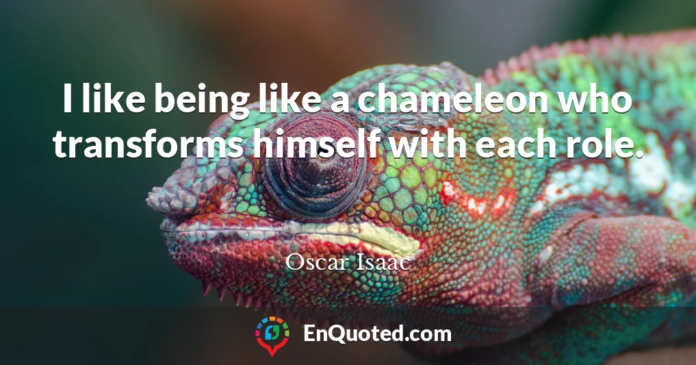 I like being like a chameleon who transforms himself with each role.