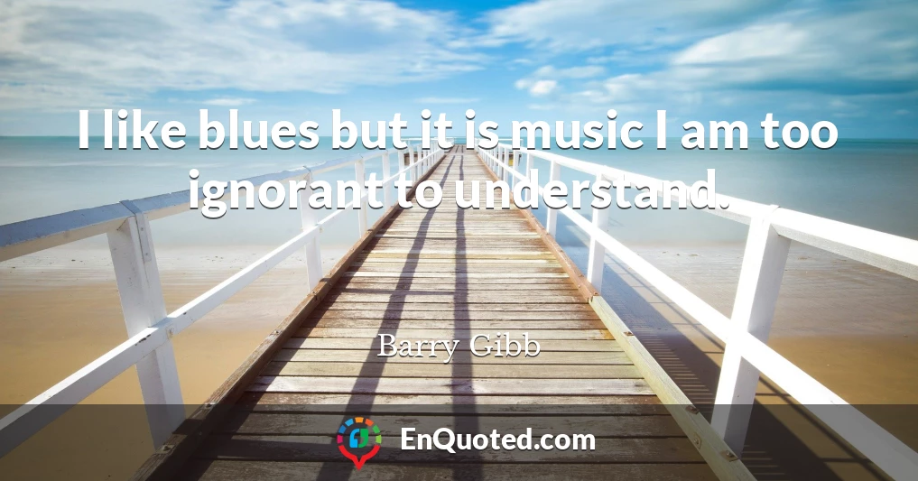 I like blues but it is music I am too ignorant to understand.