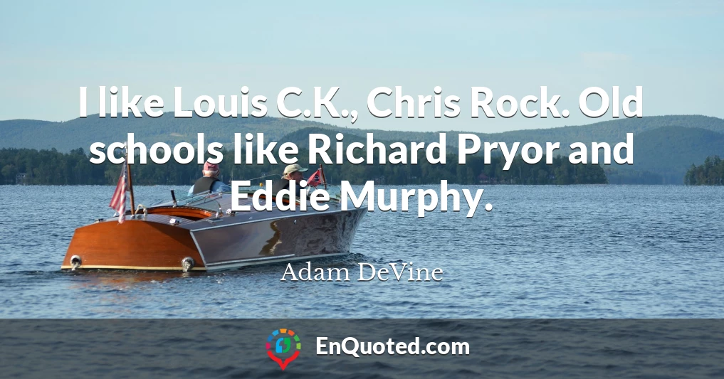 I like Louis C.K., Chris Rock. Old schools like Richard Pryor and Eddie Murphy.