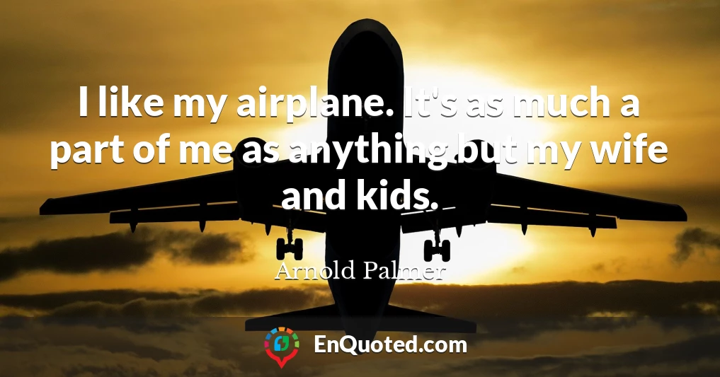 I like my airplane. It's as much a part of me as anything but my wife and kids.