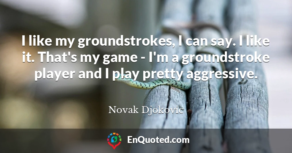 I like my groundstrokes, I can say. I like it. That's my game - I'm a groundstroke player and I play pretty aggressive.
