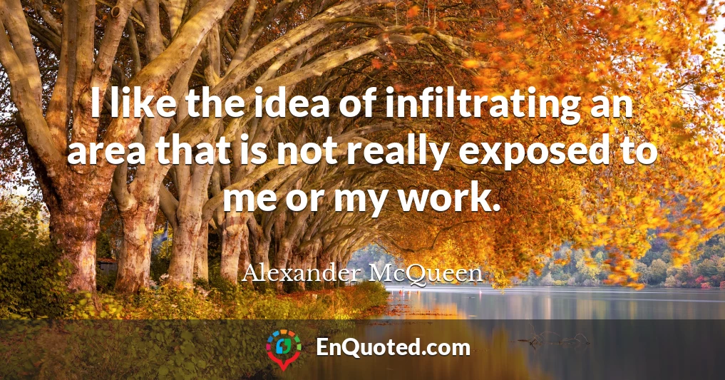 I like the idea of infiltrating an area that is not really exposed to me or my work.