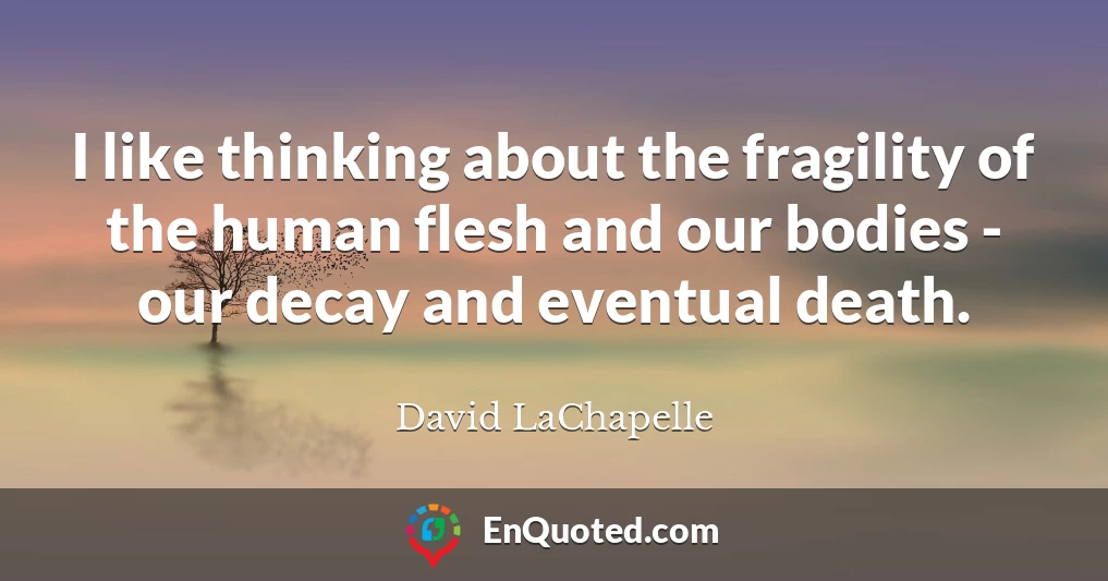 I like thinking about the fragility of the human flesh and our bodies - our decay and eventual death.