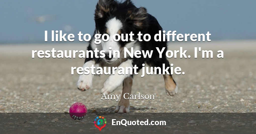 I like to go out to different restaurants in New York. I'm a restaurant junkie.