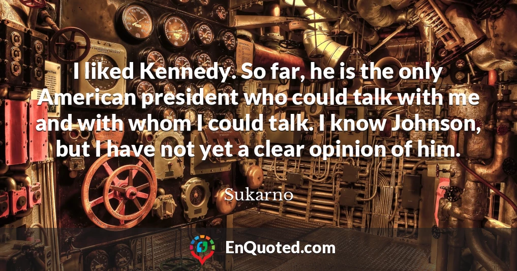 I liked Kennedy. So far, he is the only American president who could talk with me and with whom I could talk. I know Johnson, but I have not yet a clear opinion of him.