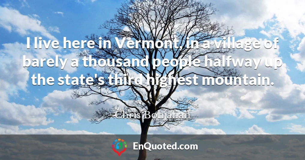 I live here in Vermont, in a village of barely a thousand people halfway up the state's third highest mountain.