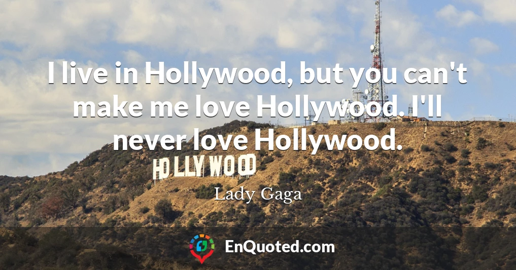 I live in Hollywood, but you can't make me love Hollywood. I'll never love Hollywood.