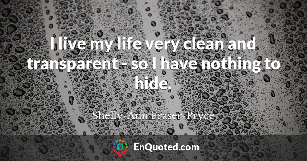 I live my life very clean and transparent - so I have nothing to hide.