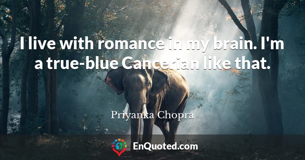 I live with romance in my brain. I'm a true-blue Cancerian like that.