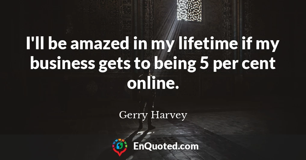 I'll be amazed in my lifetime if my business gets to being 5 per cent online.