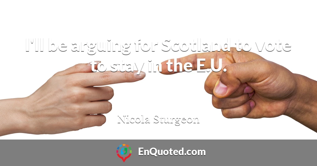 I'll be arguing for Scotland to vote to stay in the E.U.