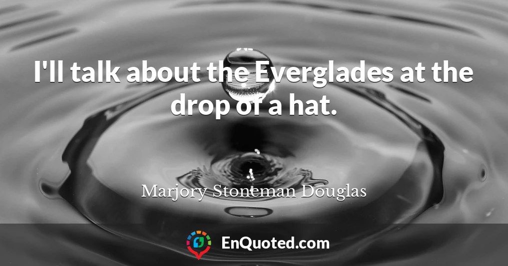 I'll talk about the Everglades at the drop of a hat.