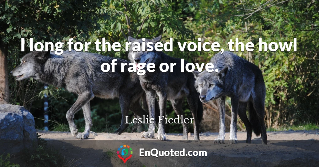 I long for the raised voice, the howl of rage or love.