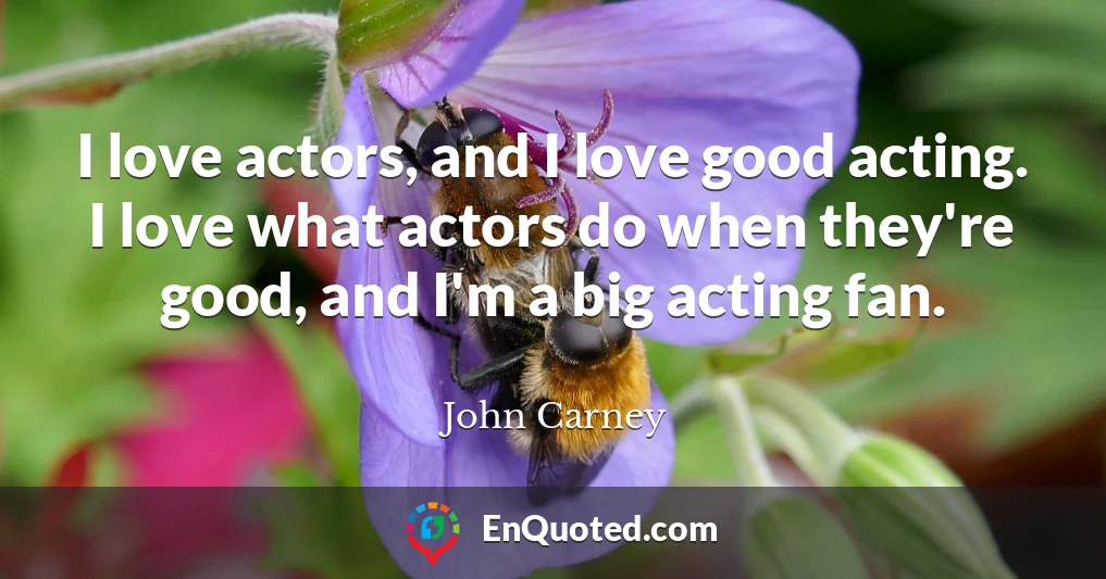 I love actors, and I love good acting. I love what actors do when they're good, and I'm a big acting fan.