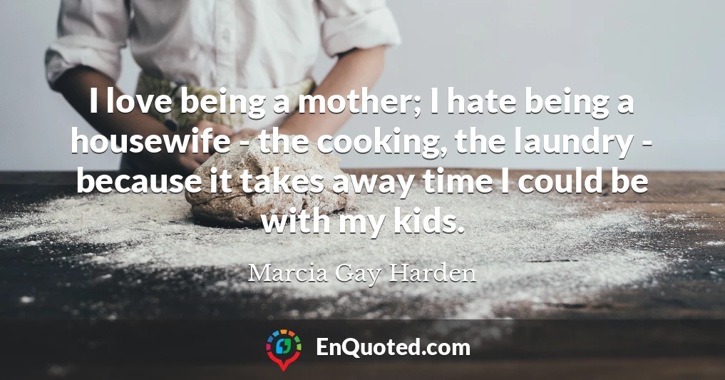 I love being a mother; I hate being a housewife - the cooking, the laundry - because it takes away time I could be with my kids.