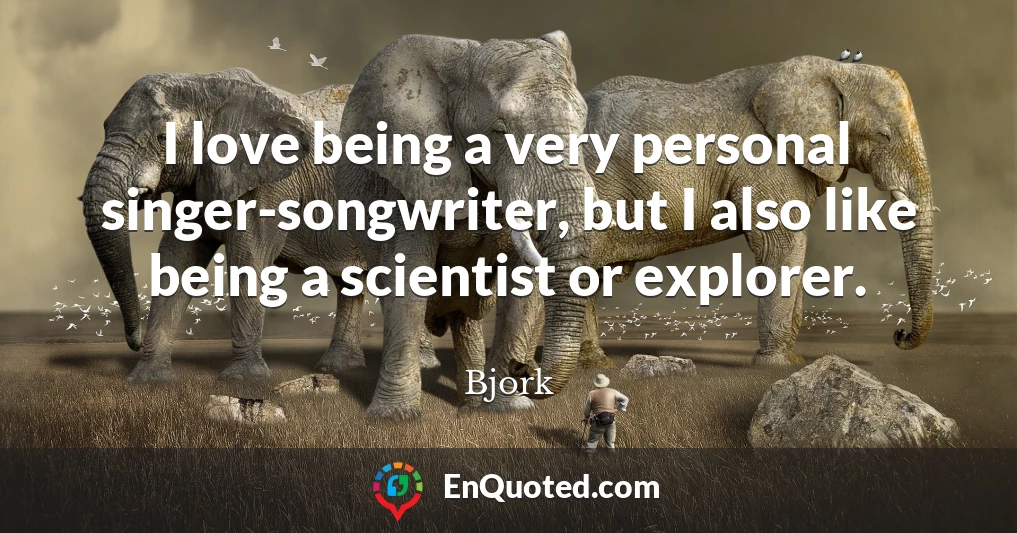 I love being a very personal singer-songwriter, but I also like being a scientist or explorer.
