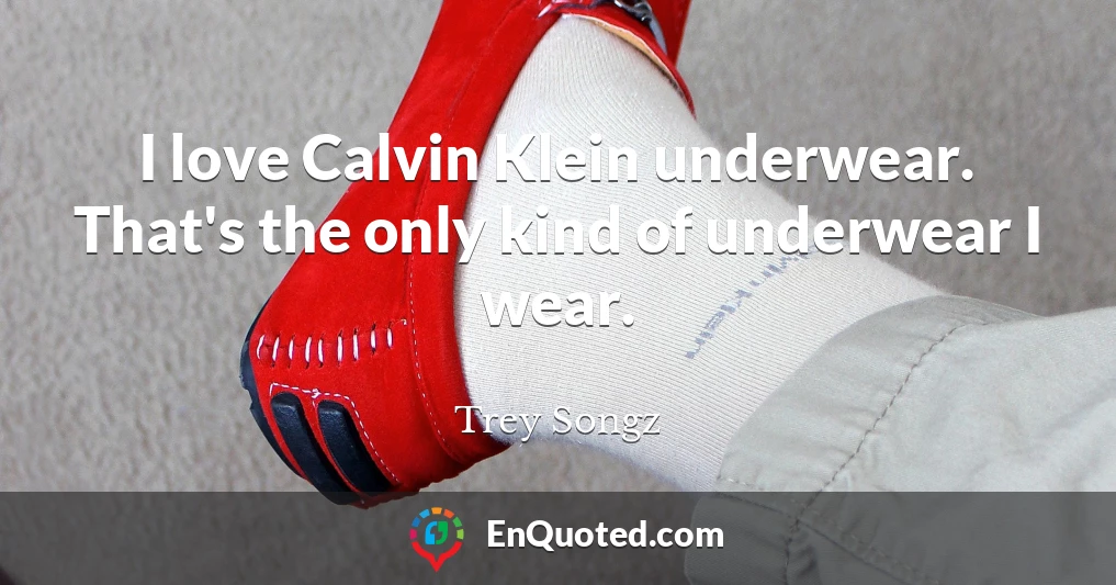 I love Calvin Klein underwear. That's the only kind of underwear I wear.