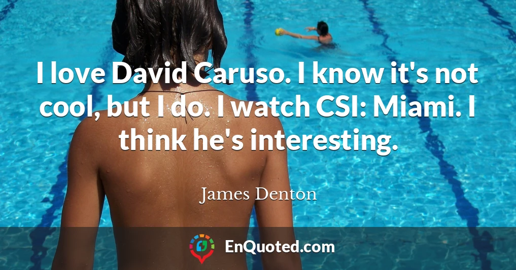 I love David Caruso. I know it's not cool, but I do. I watch CSI: Miami. I think he's interesting.