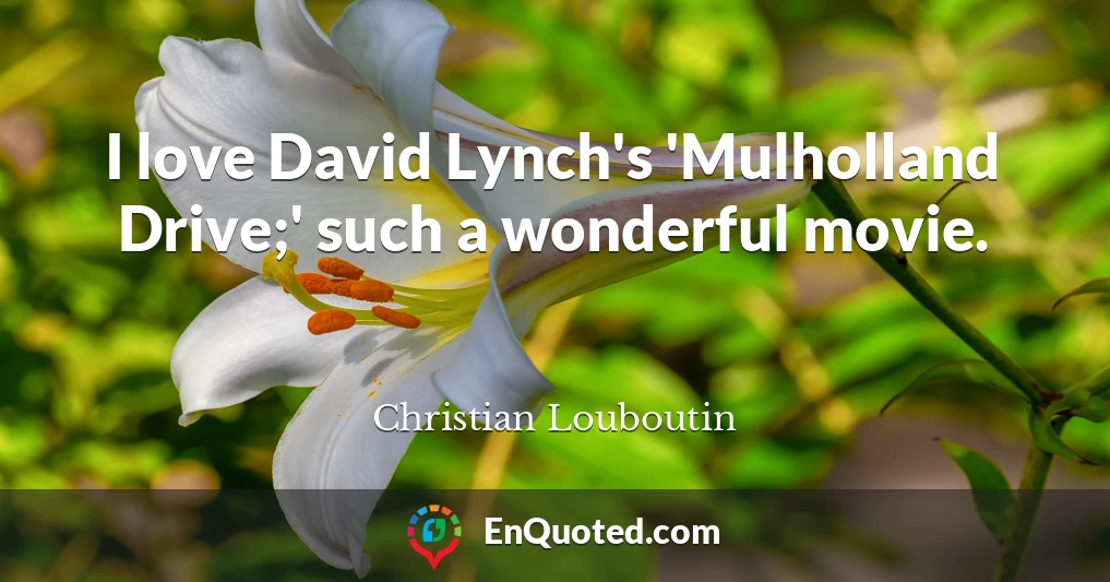 I love David Lynch's 'Mulholland Drive;' such a wonderful movie.