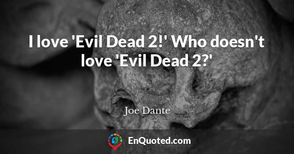 I love 'Evil Dead 2!' Who doesn't love 'Evil Dead 2?'