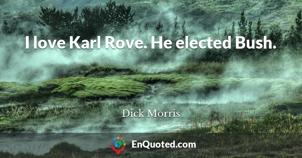 I love Karl Rove. He elected Bush.